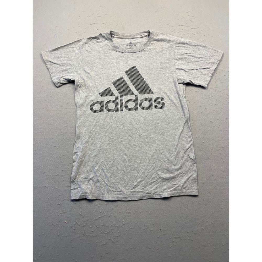 Adidas The Go-To Tee Cotton Polyester Gray Graphic Logo Small Mens